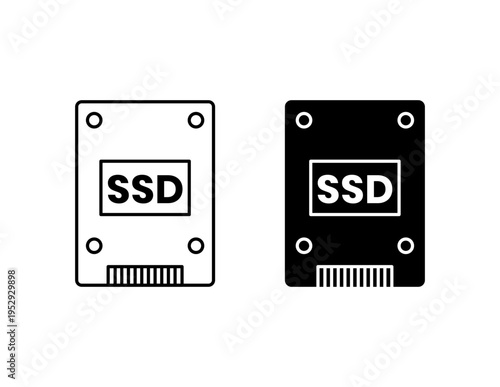 SSD icon with editable stroke. Black solid icons