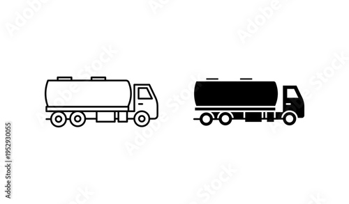 Tank truck icon with editable stroke. Black solid icons