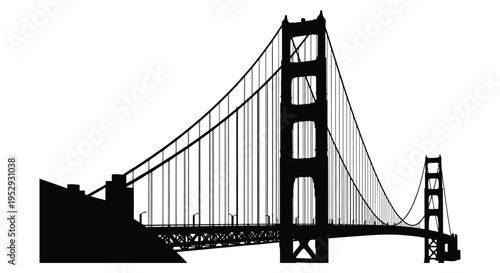 Silhouette of the iconic golden gate bridge in san francisco