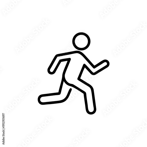 Running man icon for marathon sprinting athlete track field sports competition thin line graphics