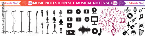 Music notes icon set, Music notes symbol, vector illustration. Music and sound icon set. Music sign. Vector, 