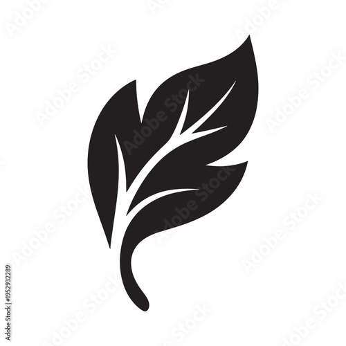 Wallpaper Mural Simple black silhouette of a single leaf with prominent vein details Torontodigital.ca