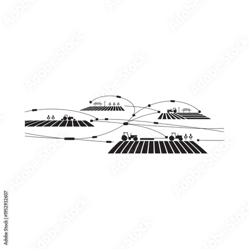 Wallpaper Mural Abstract black and white illustration of farming and agricultural landscapes Torontodigital.ca