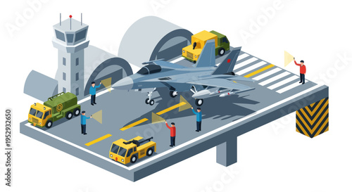 Airplane on airport runway platform.