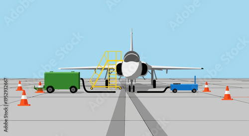 Airplane on Tarmac with Fuel Truck.