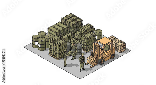 Forklift Operator Moving Wooden Crates.