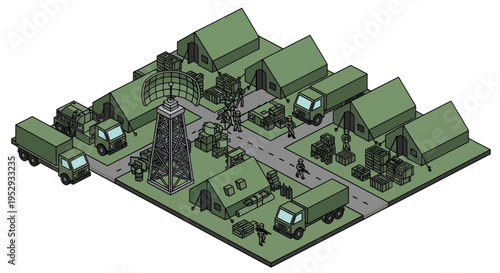 Green houses and buildings layout.