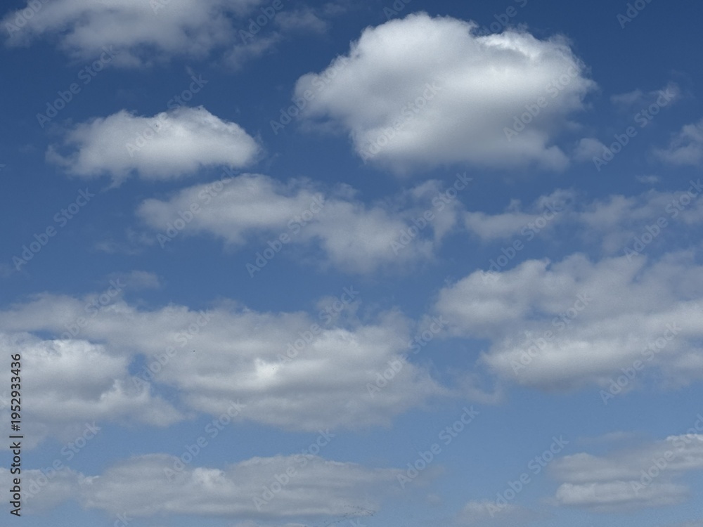 Fototapeta premium Blue Sky with White Clouds Background, Natural Sky Texture