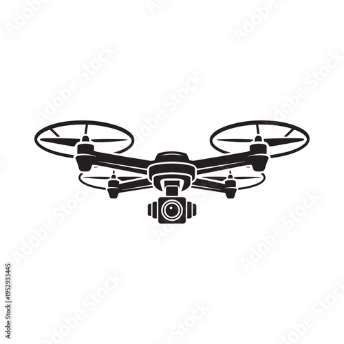 Wallpaper Mural A black silhouette of a modern quadcopter drone against a white background Torontodigital.ca