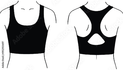 Bra women's sports clothing front and back view illustration