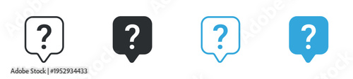 Question mark icon set. Speech bubble with question symbol, FAQ, help support and inquiry concept. Vector illustration.