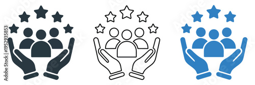 Customer retention and loyalty icon, vector illustration for apps, and websites, representing client engagement, repeat business, and relationship management on a transparent background.