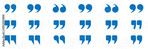 Bold Quotation Marks and Apostrophe Symbols Set for Typography and Publishing. quotation mark icon set for ui design and web interface. Quotation marks vector icon set red and blue symbol collection. 