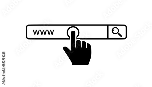 A hand icon clicking on a search bar vector illustration
