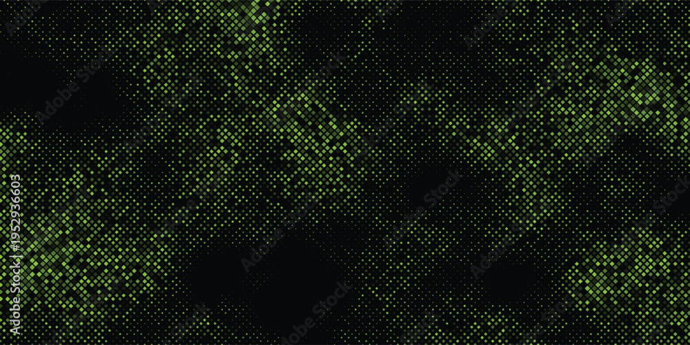 Fototapeta premium Green holographic tech background. Abstract pixel dots data visualization