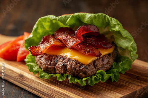 Keto burger on lettuce, no bun. 