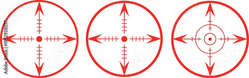 Target Crosshair Icon Set with Circular Aim Reticle and Directional Arrow Marks Representing Focus Precision Shooting Navigation Concept Vector Illustration