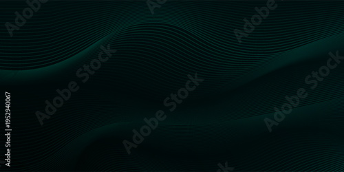 3D green techno abstract background overlap layer on dark space with glowing waves shape effect decoration. Modern graphic design element lines style concept for banner, flyer, card, or brochure cover