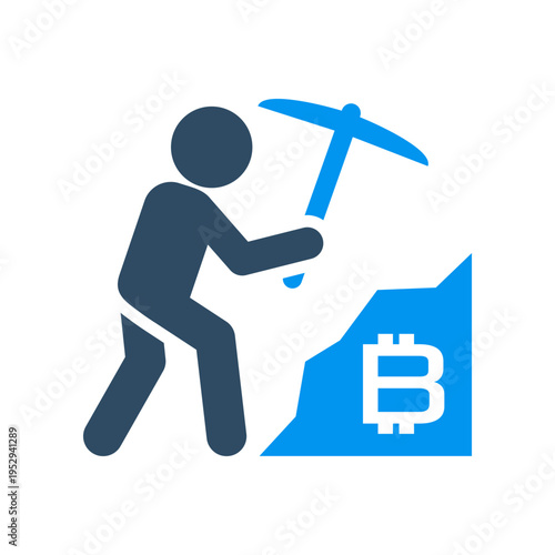 Crypto Miner Pickaxe Coin Symbol