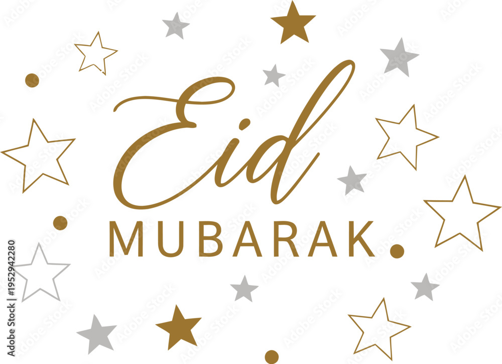 Obraz premium Elegant eid mubarak greeting card with star decorations