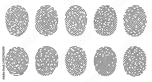 Fingerprint Icon Set Black Vector Illustration