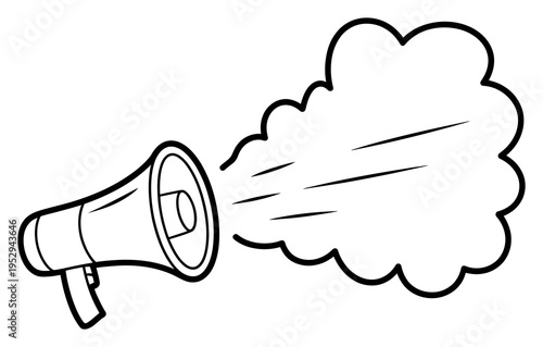 Megaphone Loudspeaker Announcement Speech Bubble Vector Illustration