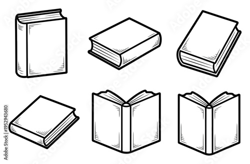 Set of Hand Drawn Book Vector Illustrations