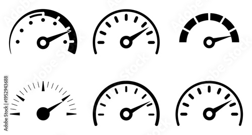 Speedometer Icons Set Black White Vector Illustration