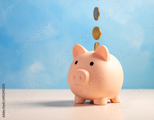 Sparschwein mit fallenden Münzen