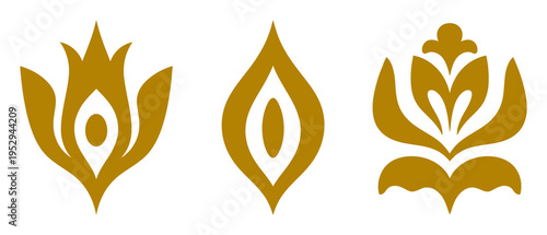 Lotus Flower Ornament Golden Vector Illustration