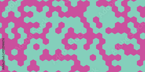 Vibrant pink and mint green abstract digital pattern
