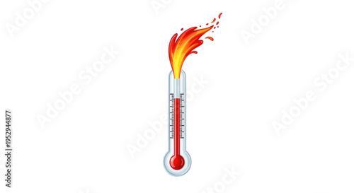 Thermometer On Fire, High Temperature, Overheating Symbol