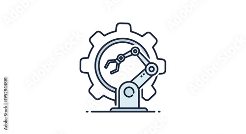 Robotic Arm and Gear Icon: Automation, Engineering, Technology, Industry