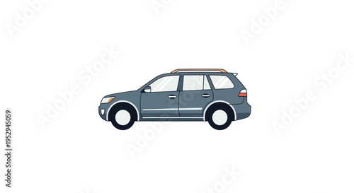 Modern gray station wagon car, side view, isolated on white background, auto illustration