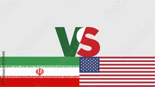 Iran vs USA Political Rivalry Typography Concept Vector Illustration