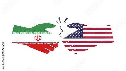 Broken Handshake Iran and USA Political Conflict Concept Vector
