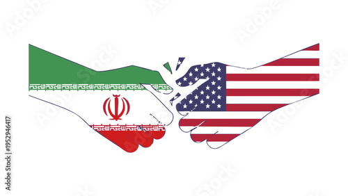 Broken Handshake Iran and USA Political Conflict Concept Vector