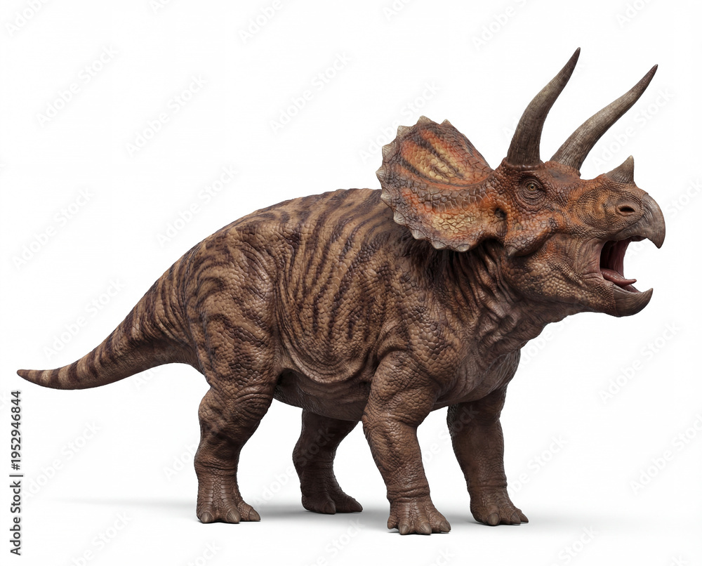 Fototapeta premium Triceratops Horridus Vocalizing – Prehistoric Dinosaur Roaring Behavior