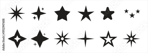 Star icon.Abstract Star Shape Icons Set.Set of star shapes.Black star icon.Vector illistetion