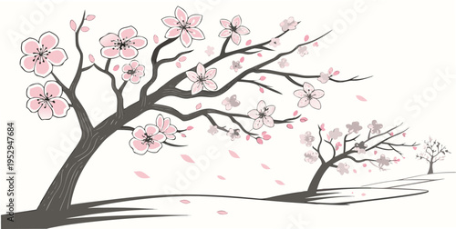 Large Pink Cherry Blossom Tree pink flowers blooming blossoming