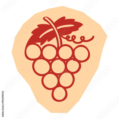 Bunch of grapes with leaf for healthy organic food and vineyard harvest concept for scrapbook and journal. Vector illustration design.