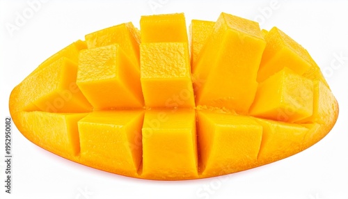sliced mango on white background