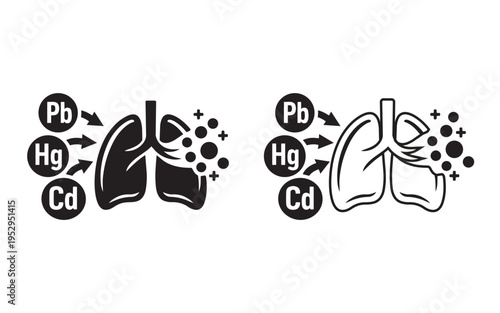 Foto Lungs Breathing Wellness Line Icon Illustration