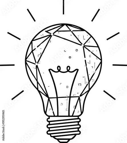 Creative light bulb idea icon, innovation inspiration concept with geometric bulb design for business creativity technology vector illustration