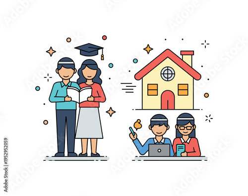 Individuals choosing personal spiritual practices at home while participating in secular educational or cultural activities outside, highlighting autonomy and