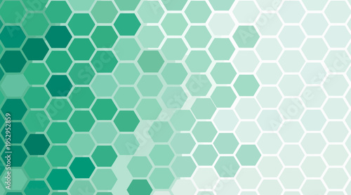 Abstract green geometric honeycomb pattern with gradient transition, concept for digital technology background, modern graphic design and scientific innovation presentation