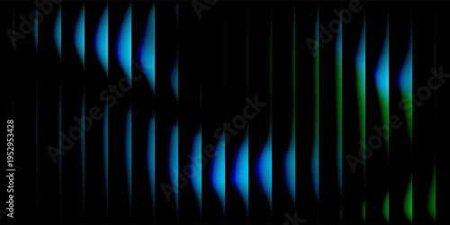 A striped glass gradient surface, in neon green and turquoise shades, a futuristic panel with vertical prism distortion. eps 10