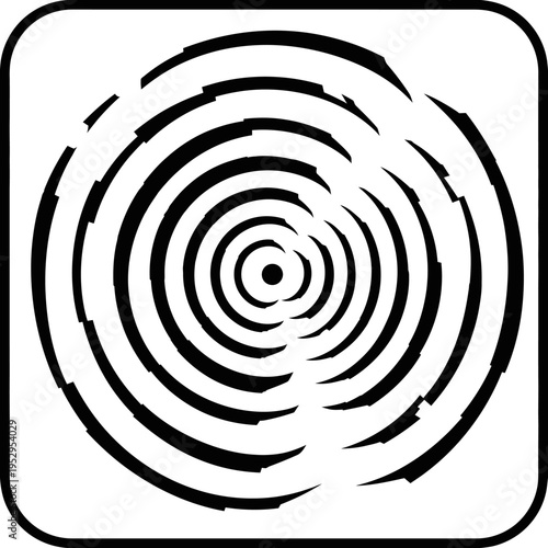 Concentric Circles Abstract Pattern, Optical Illusion, Black and White Design