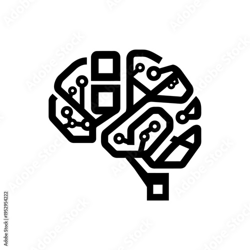 Digital Brain Icon: AI, Technology, Innovation, Circuit Board, Neuroscience