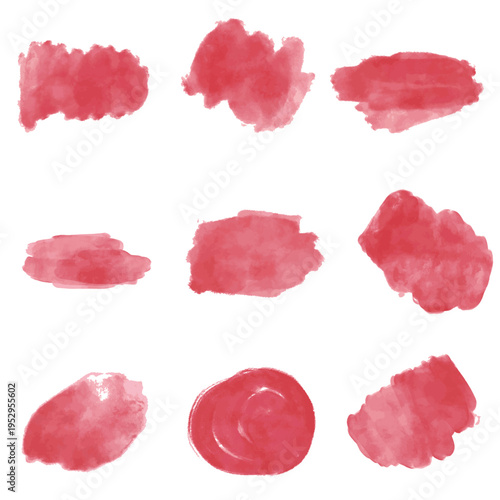 Collection of red lipstick smudges and swatches